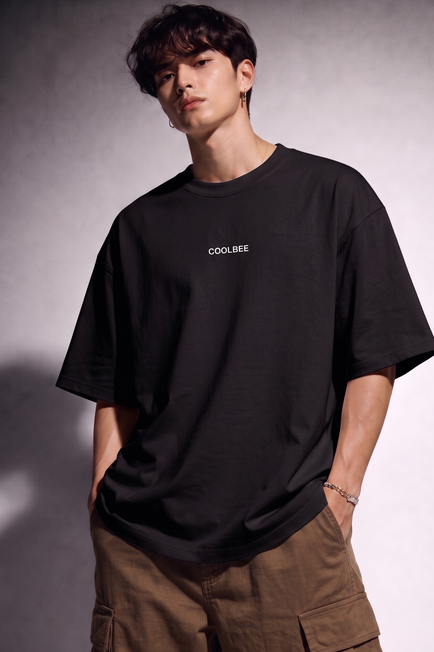Cool Bee Midnight Muse Tee Black for Men - Black Oversized Graphic Tee Streetwear India - Lifestyle View