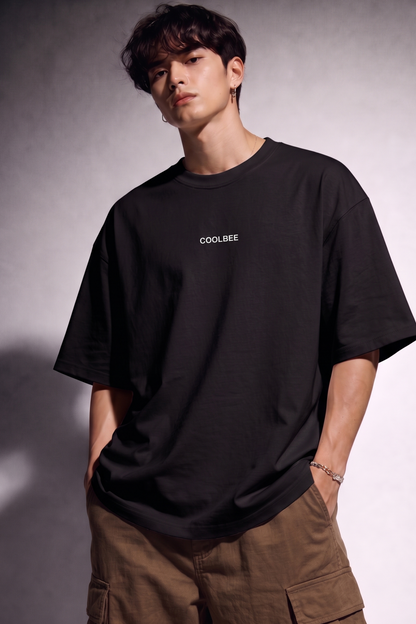 Cool Bee Midnight Muse Tee Black for Men - Black Oversized Graphic Tee Streetwear India - Lifestyle View