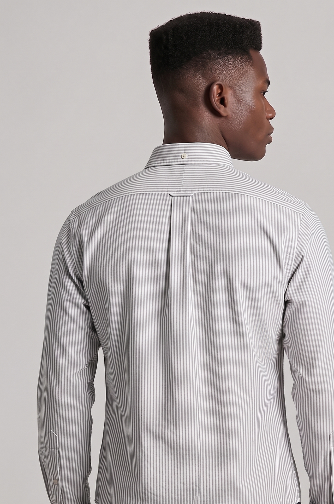 Cool Bee Super Premium Slim Fit Grey Striped Oxford Shirt for Men - Striped Premium Oxford Shirt India - Lifestyle View