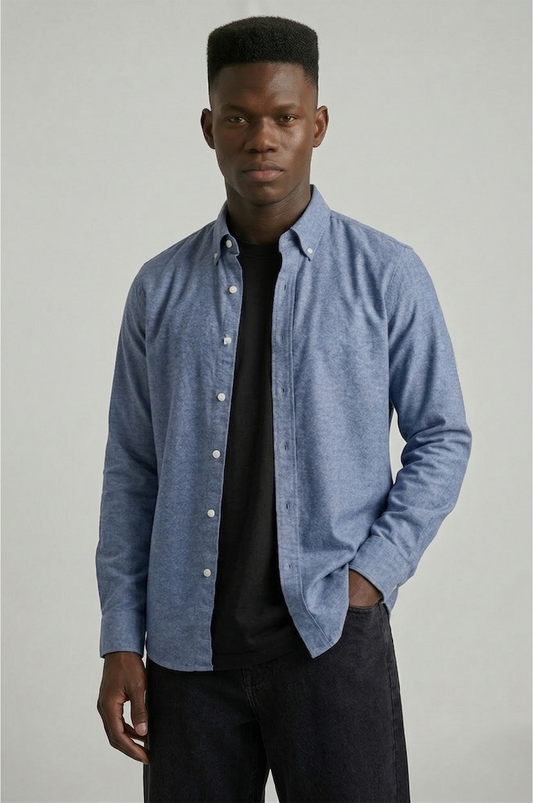 Cool Bee Essential Super Premium Oxford Shirt Grey for Men - Grey Premium Oxford Shirt India - Back View