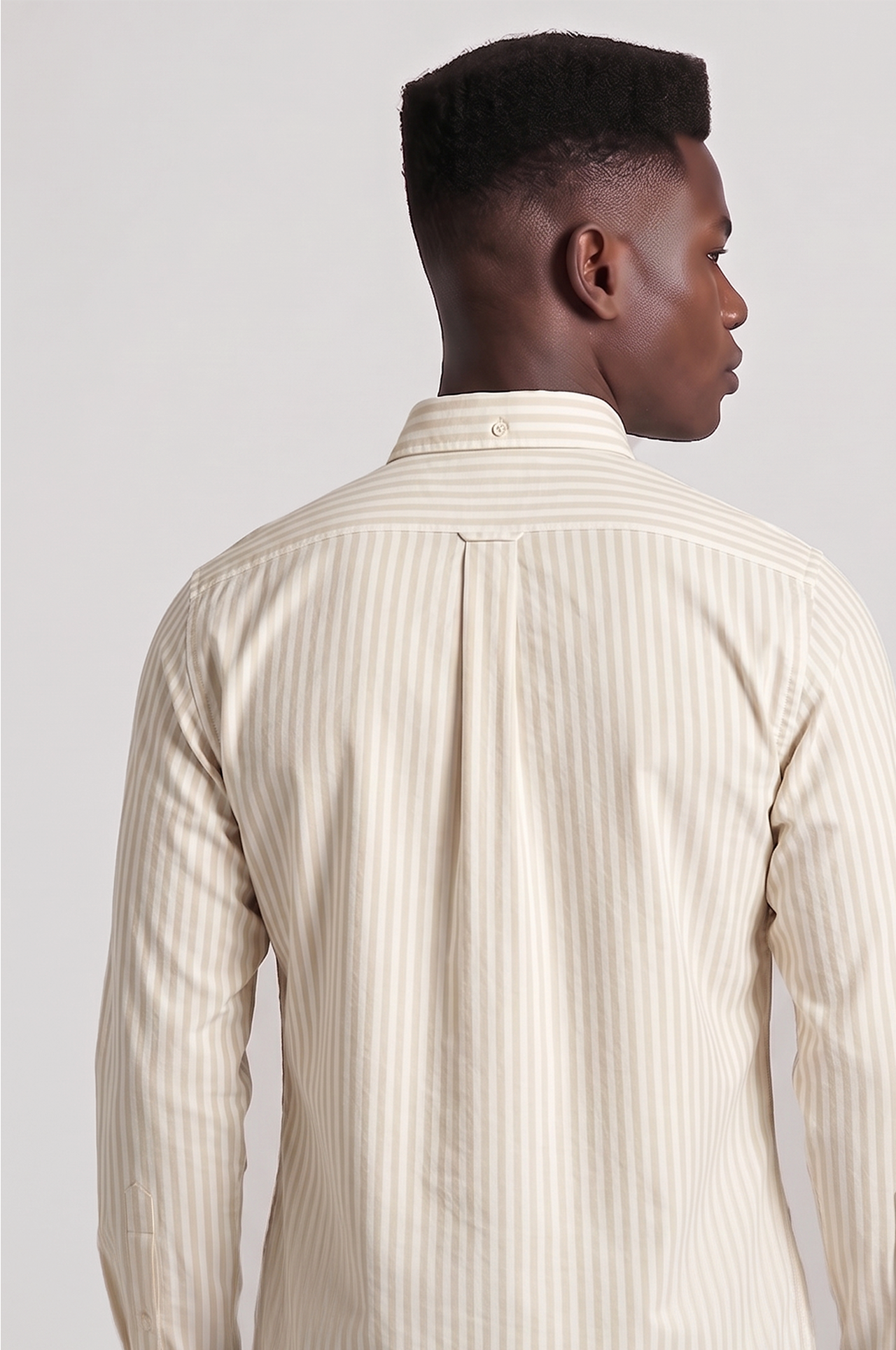 Cool Bee Super Premium Slim Fit Beige Striped Oxford Shirt for Men - Striped Premium Oxford Shirt India - Lifestyle View