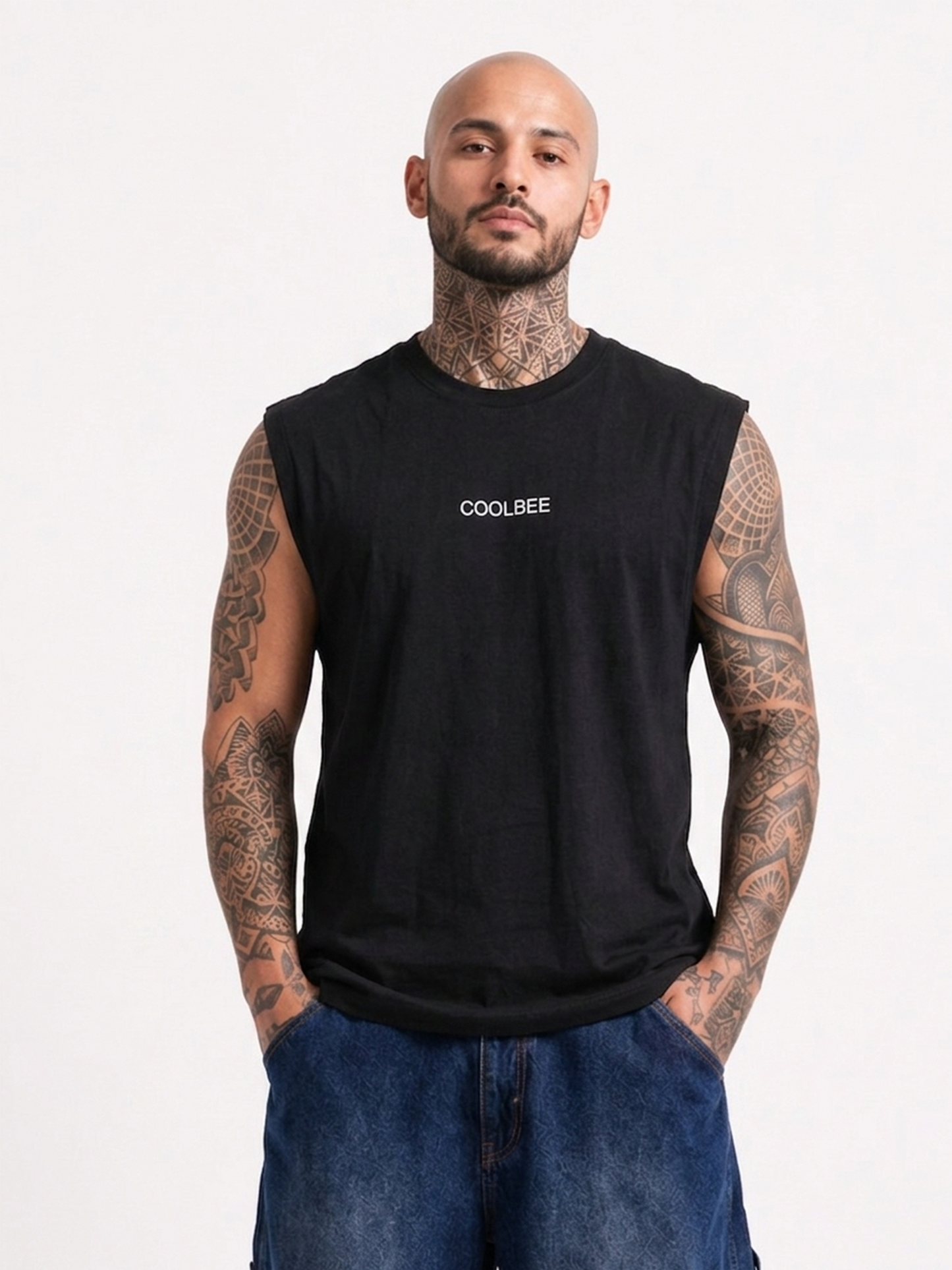 Cool Bee Men Tank Tees Black for Men - Black Tank Top Gym Casual India
