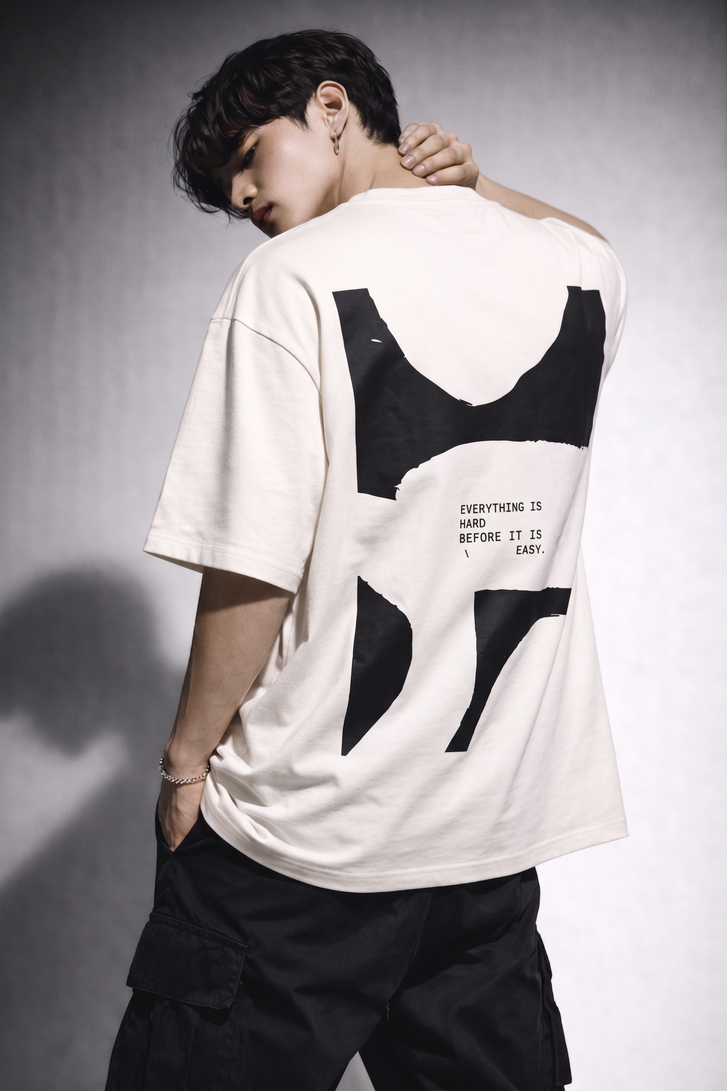 Cool Bee Perspective Graphic Tee White for Men - White Oversized Graphic Tee Streetwear India - Back View