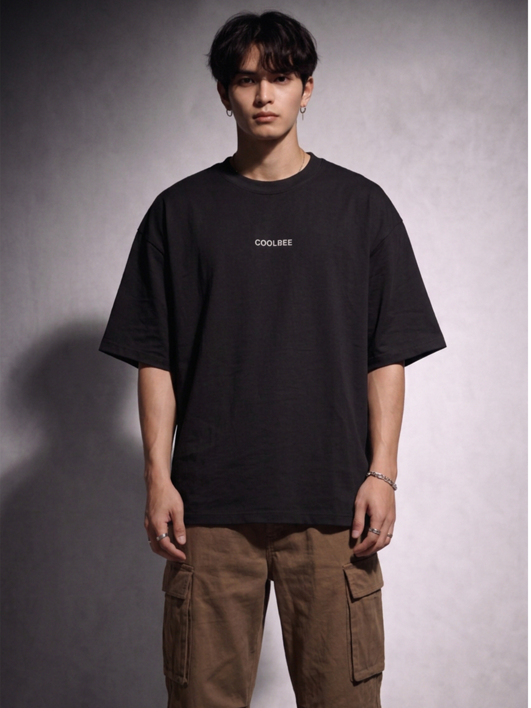 Cool Bee Silent Muse Tee Black for Men - Black Oversized Graphic Tee Streetwear India - Detail View