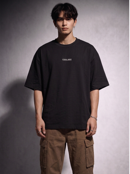 Cool Bee Silent Muse Tee Black for Men - Black Oversized Graphic Tee Streetwear India - Detail View