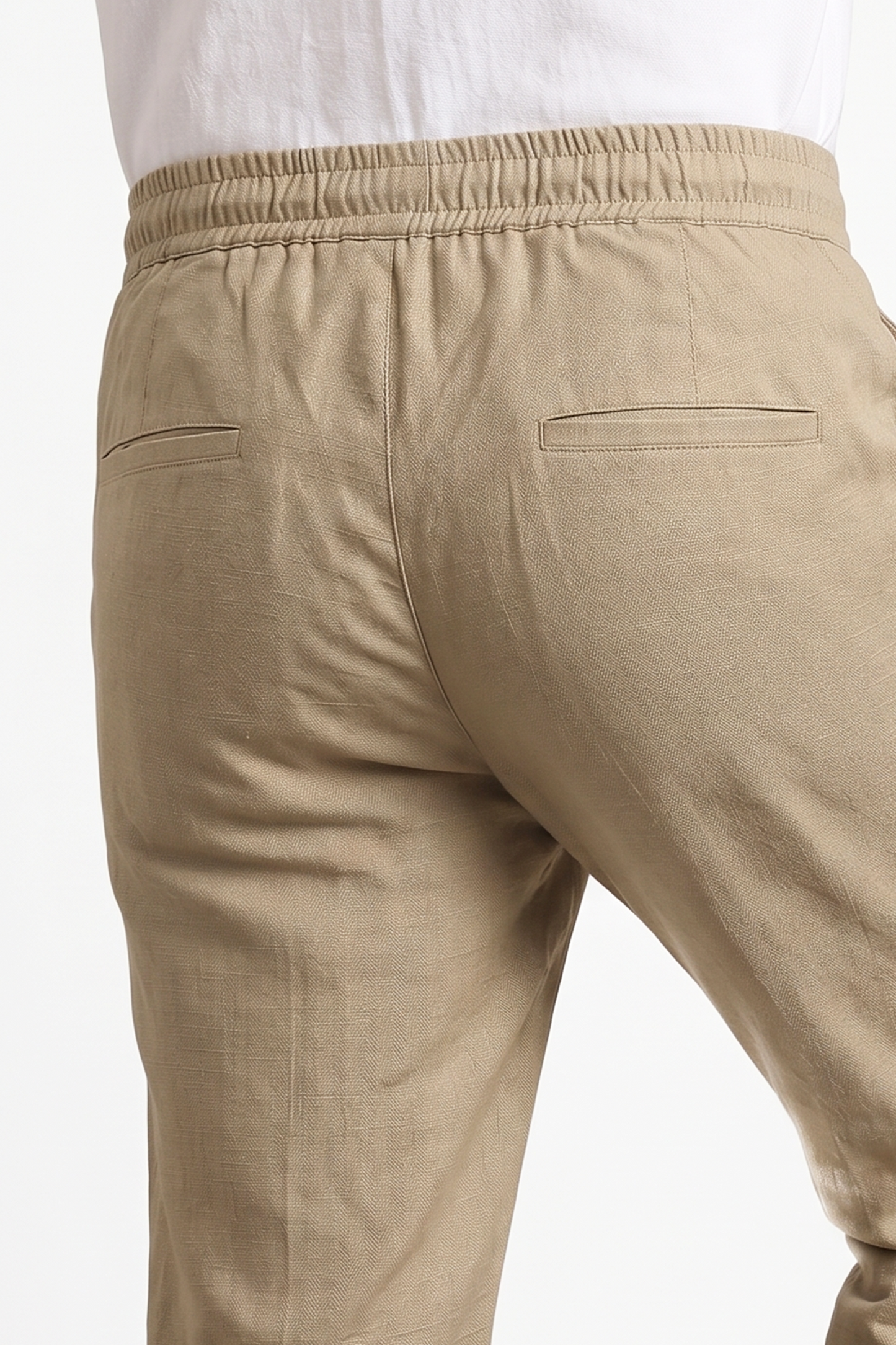 Cool Bee Linen Travel Pants Beige for Men - Beige Linen Travel Pants Lightweight India - Lifestyle View