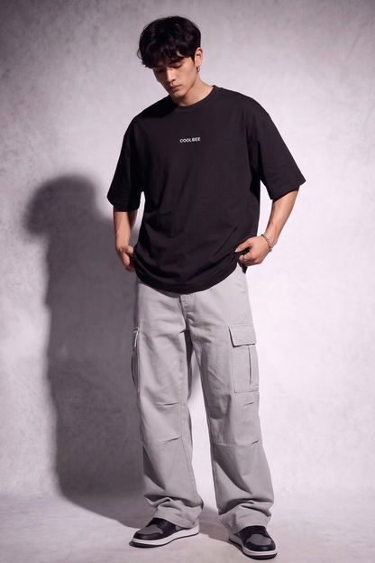 Cool Bee Cubist Bloom Oversize Tee Black for Men - Black Oversized Graphic Tee Streetwear India - Lifestyle View