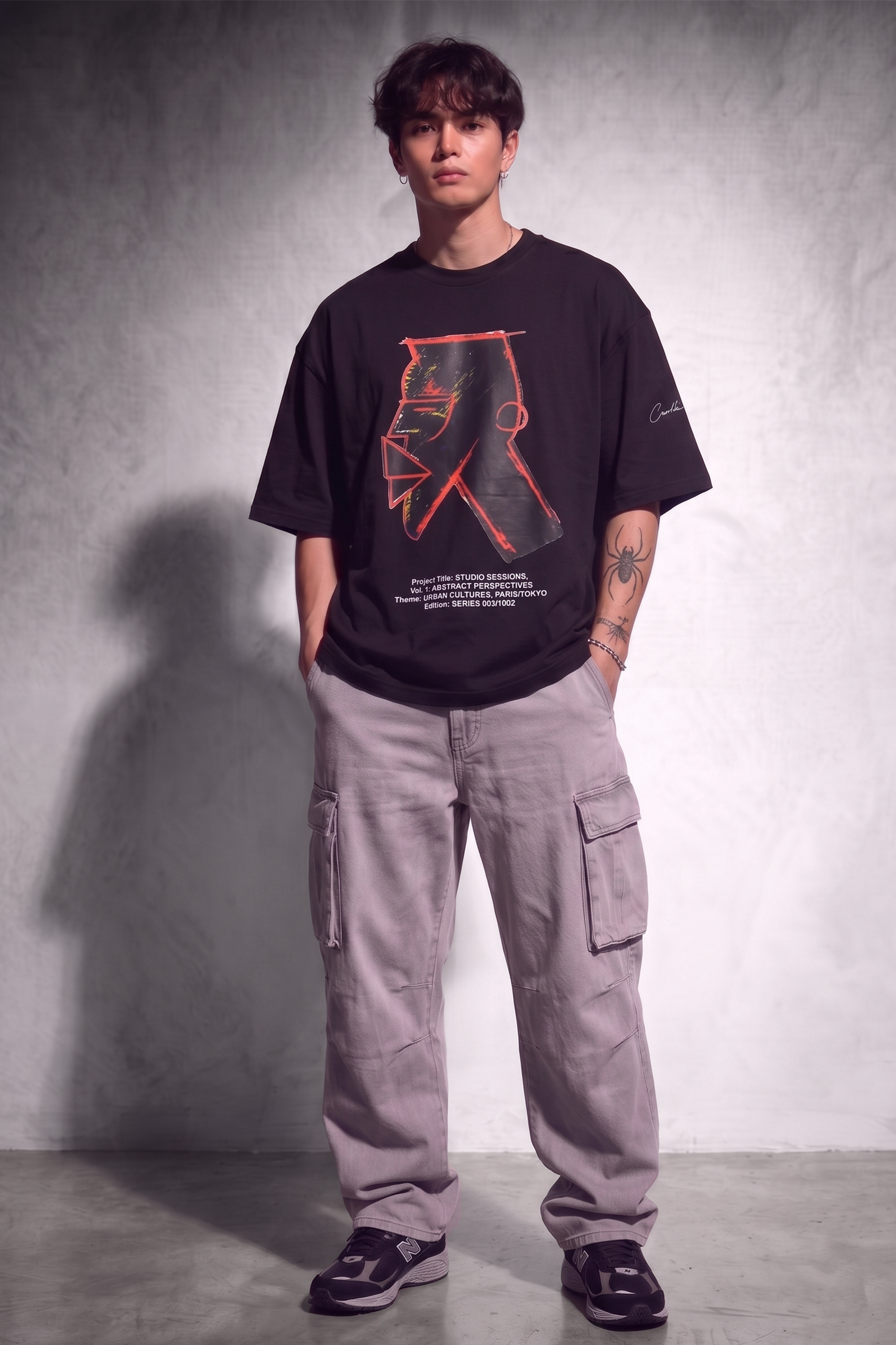 Cool Bee Urban Nomad Tee Black for Men - Black Oversized Graphic Tee Streetwear India - Lifestyle View