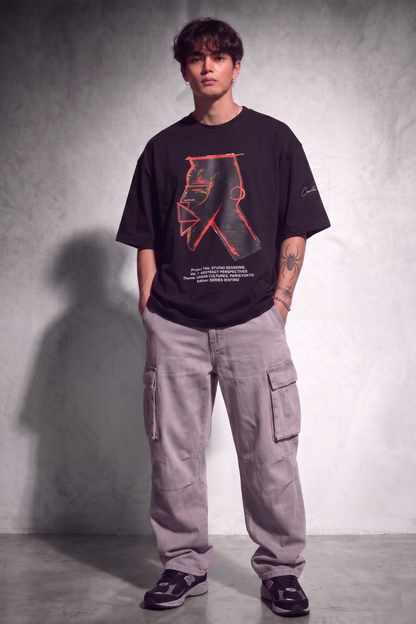 Cool Bee Urban Nomad Tee Black for Men - Black Oversized Graphic Tee Streetwear India - Lifestyle View