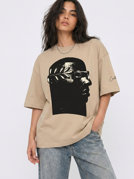 Cool Bee Neo Classic Graphic Tee Beige for Women - Beige Oversized Graphic Tee Streetwear India