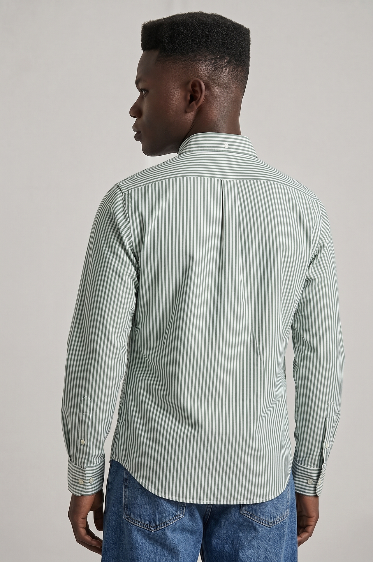 Cool Bee Super Premium Slim Fit Green Striped Oxford Shirt for Men - Striped Premium Oxford Shirt India - Lifestyle View