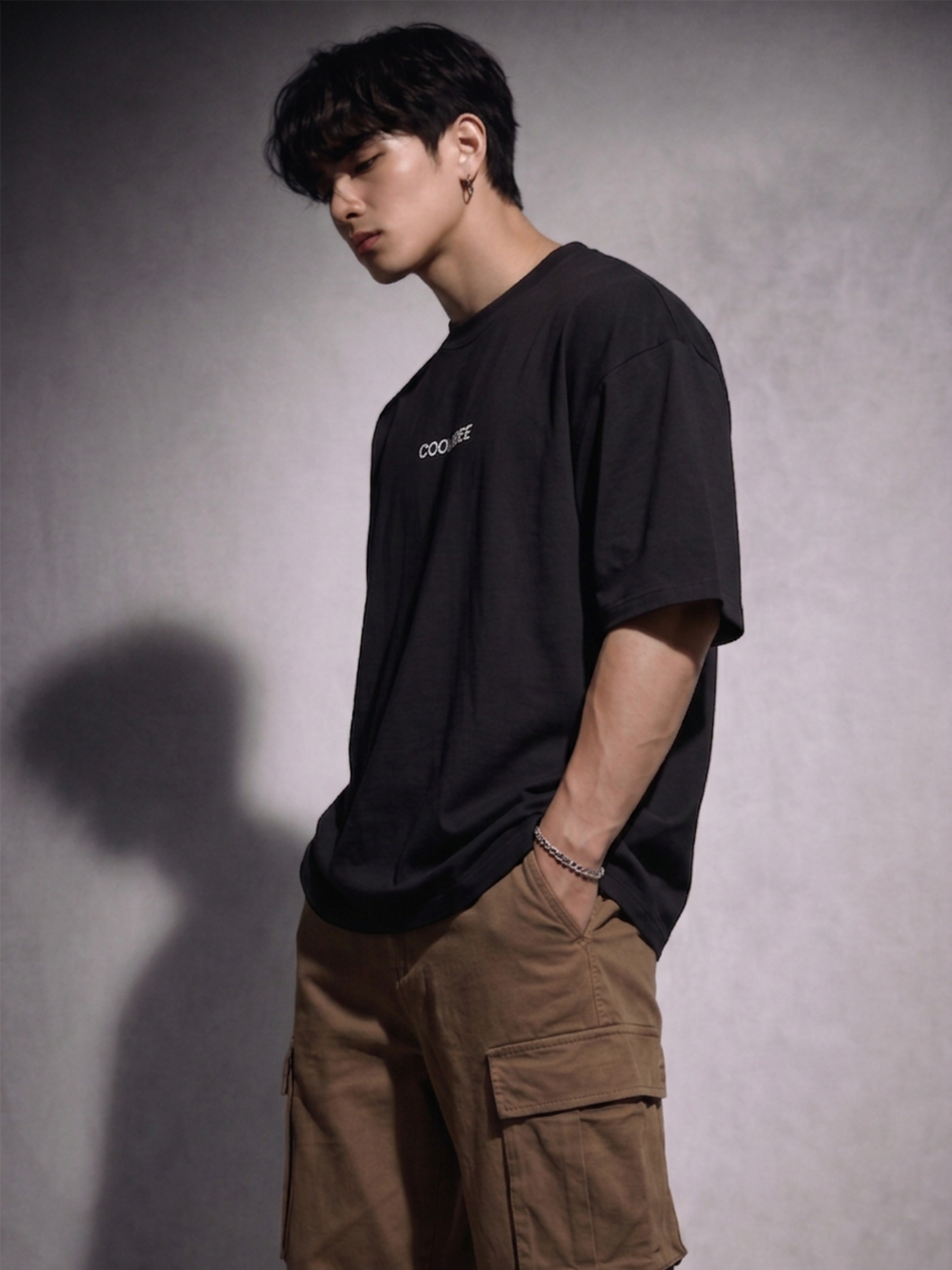 Cool Bee Silent Muse Tee Black for Men - Black Oversized Graphic Tee Streetwear India - Lifestyle View