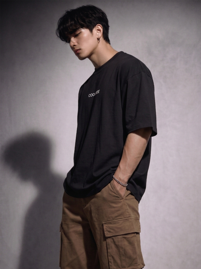 Cool Bee Silent Muse Tee Black for Men - Black Oversized Graphic Tee Streetwear India - Lifestyle View