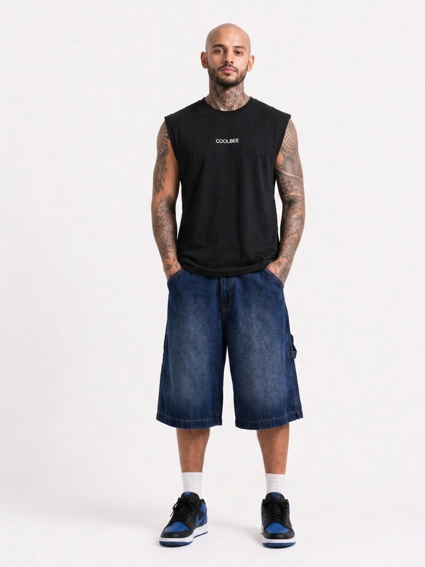 Cool Bee Men Tank Tees Black for Men - Black Tank Top Gym Casual India - Lifestyle View