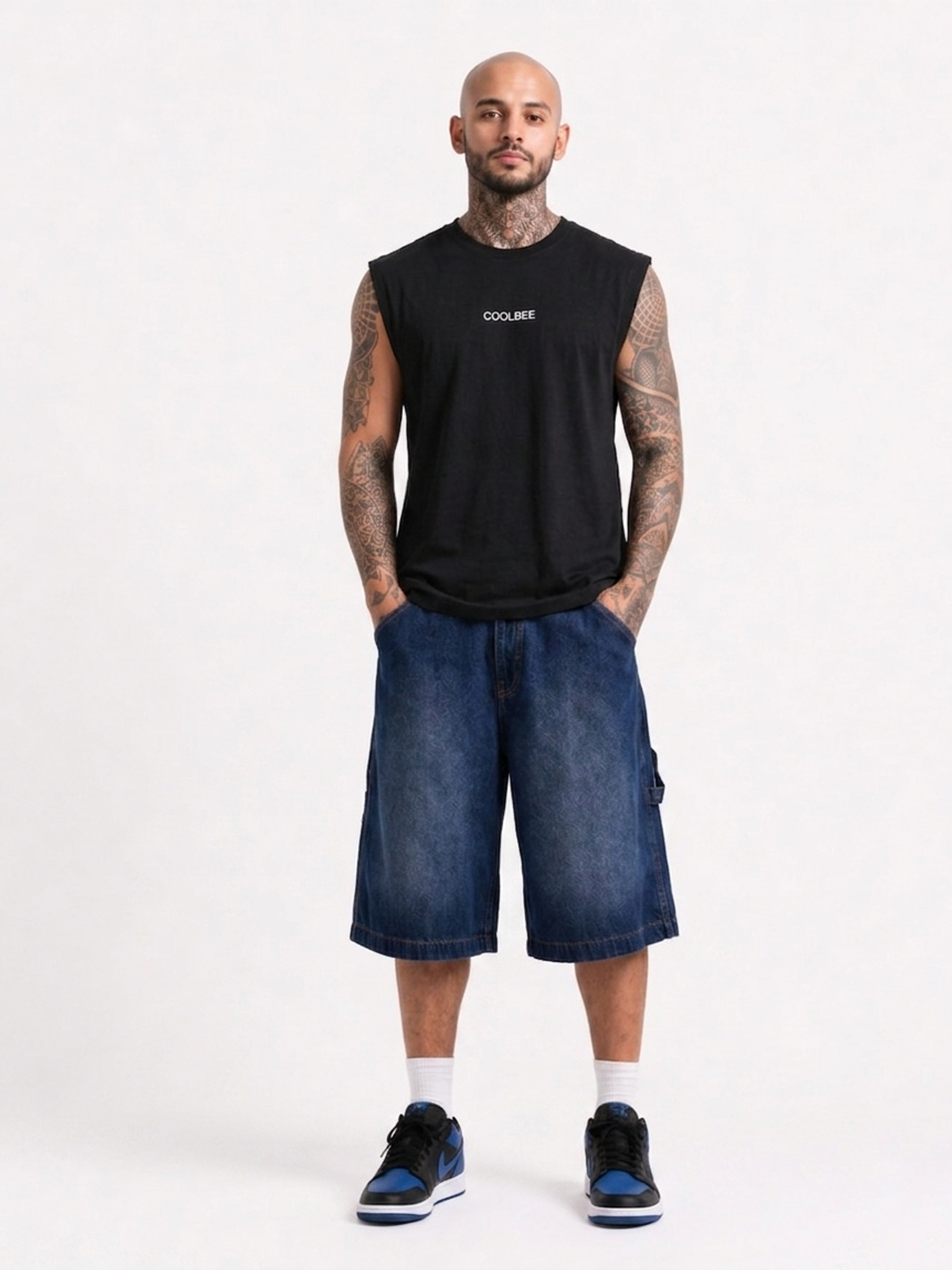 Cool Bee Men Tank Tees Black for Men - Black Tank Top Gym Casual India - Lifestyle View