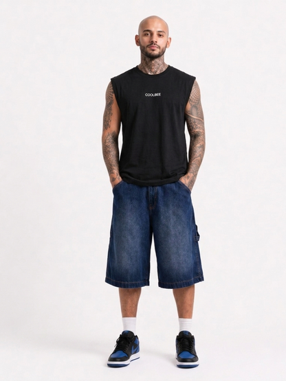 Cool Bee Men Tank Tees Black for Men - Black Tank Top Gym Casual India - Lifestyle View