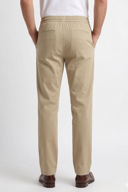Cool Bee Linen Travel Pants Beige for Men - Beige Linen Travel Pants Lightweight India - Detail View