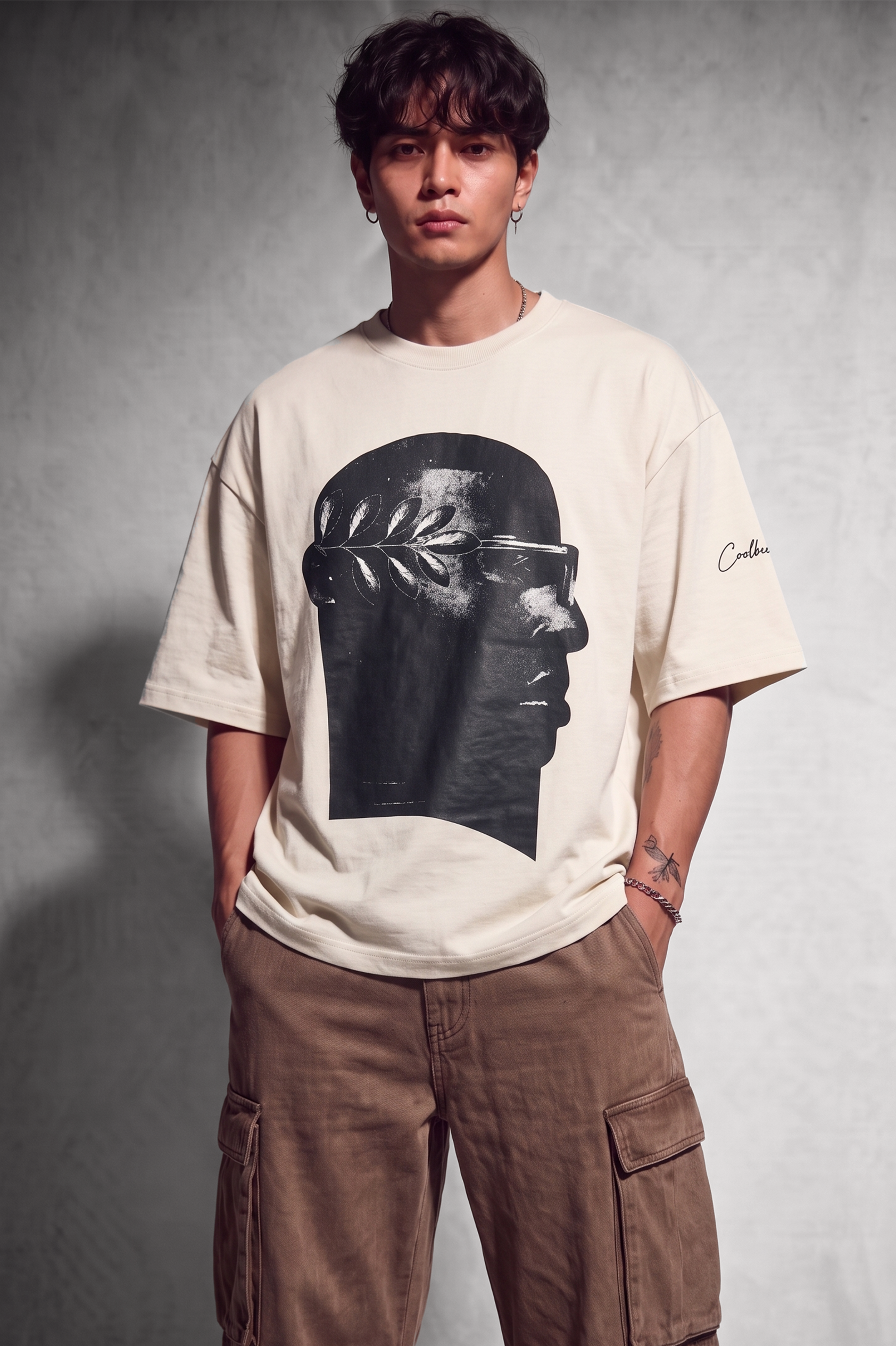 Cool Bee NeoClassic Graphic Tee White for Men - White Oversized Graphic Tee Streetwear India - Lifestyle View