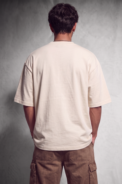 Cool Bee NeoClassic Graphic Tee White for Men - White Oversized Graphic Tee Streetwear India - Detail View