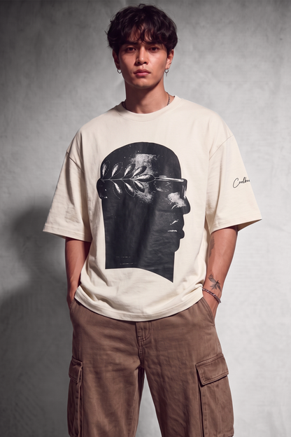 Cool Bee NeoClassic Graphic Tee White for Men - White Oversized Graphic Tee Streetwear India - Back View