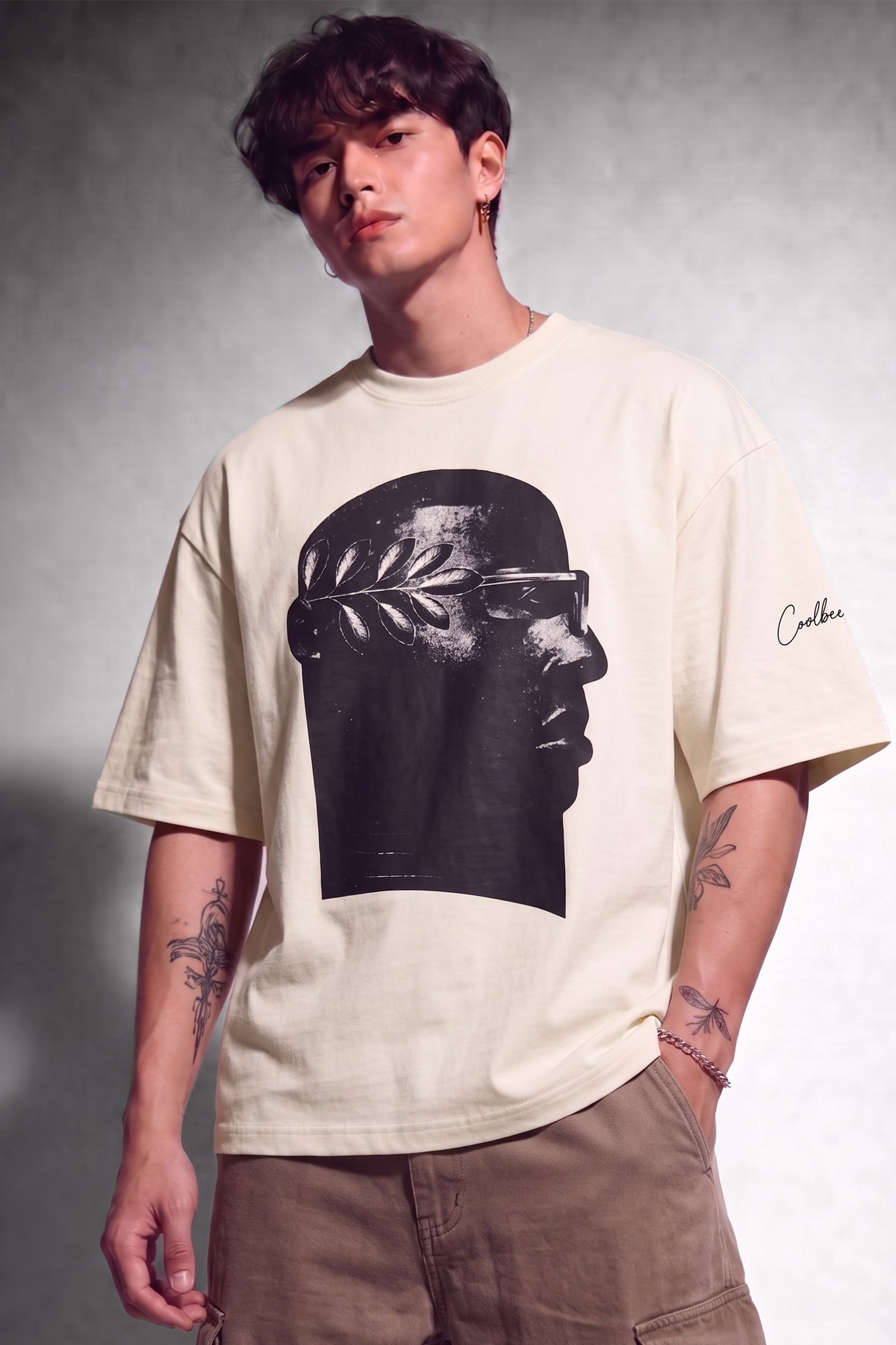 Cool Bee NeoClassic Graphic Tee White for Men - White Oversized Graphic Tee Streetwear India