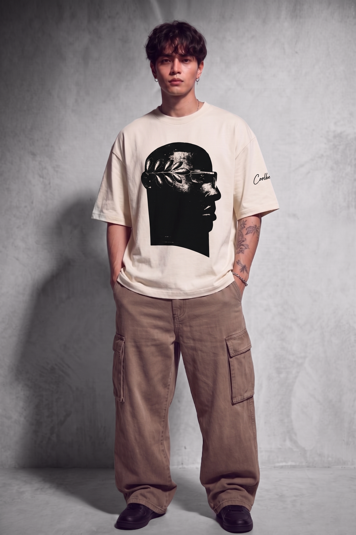 Cool Bee NeoClassic Graphic Tee White for Men - White Oversized Graphic Tee Streetwear India - Lifestyle View