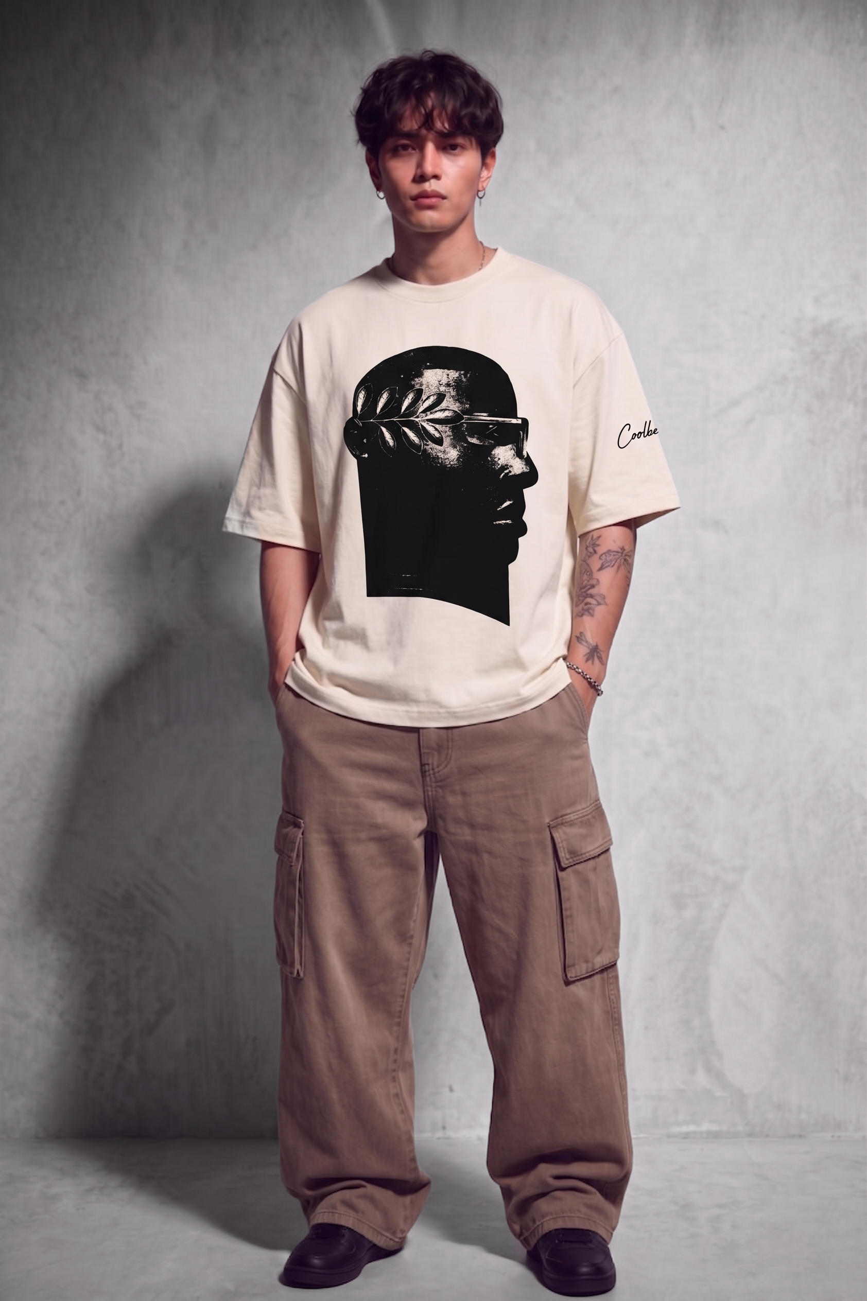 Cool Bee NeoClassic Graphic Tee White for Men - White Oversized Graphic Tee Streetwear India - Lifestyle View