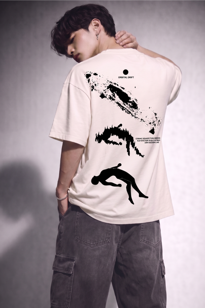 Cool Bee Orbital Drift Tee White for Men - White Oversized Graphic Tee Streetwear India