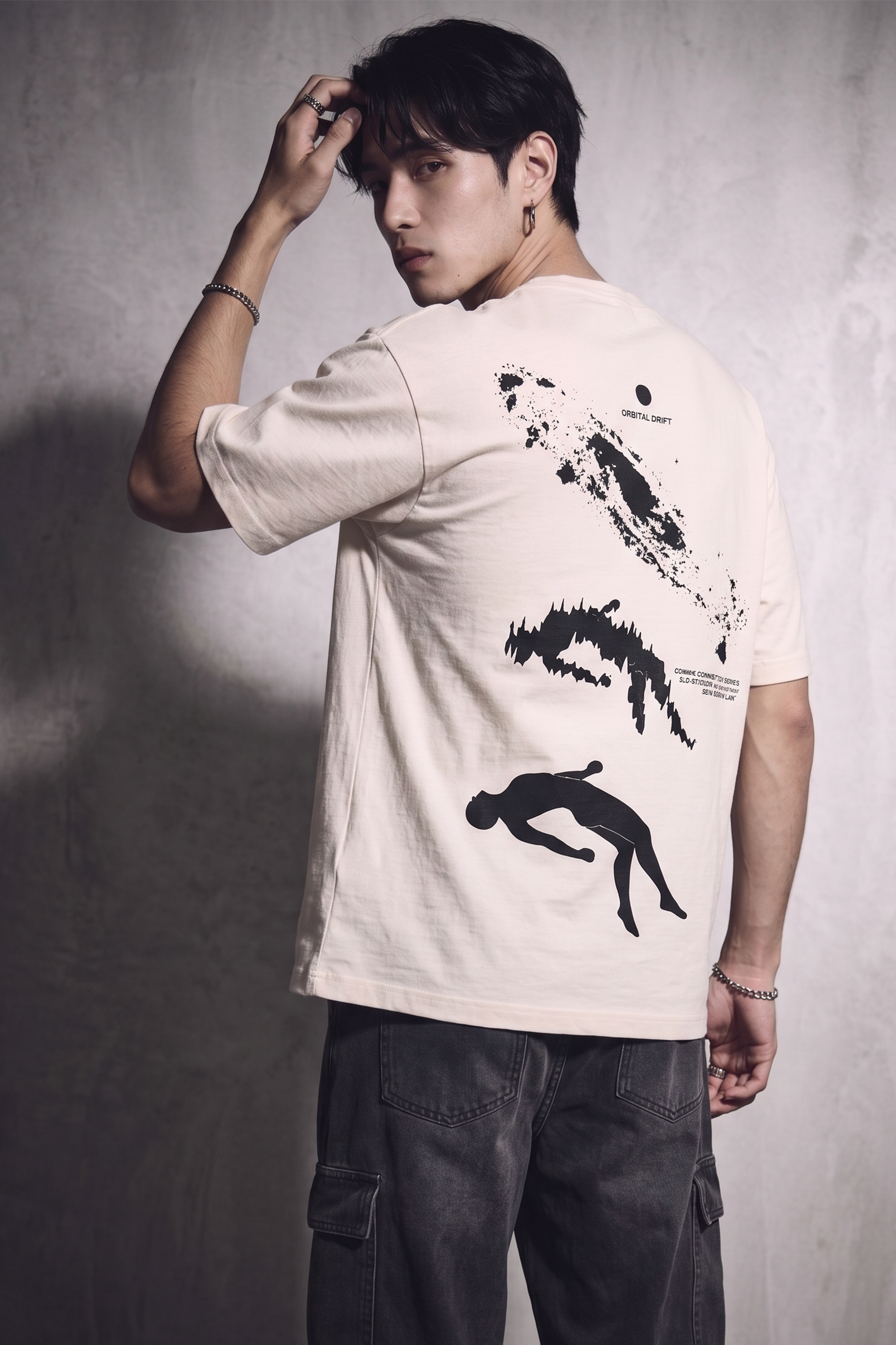 Cool Bee Orbital Drift Tee White for Men - White Oversized Graphic Tee Streetwear India - Lifestyle View