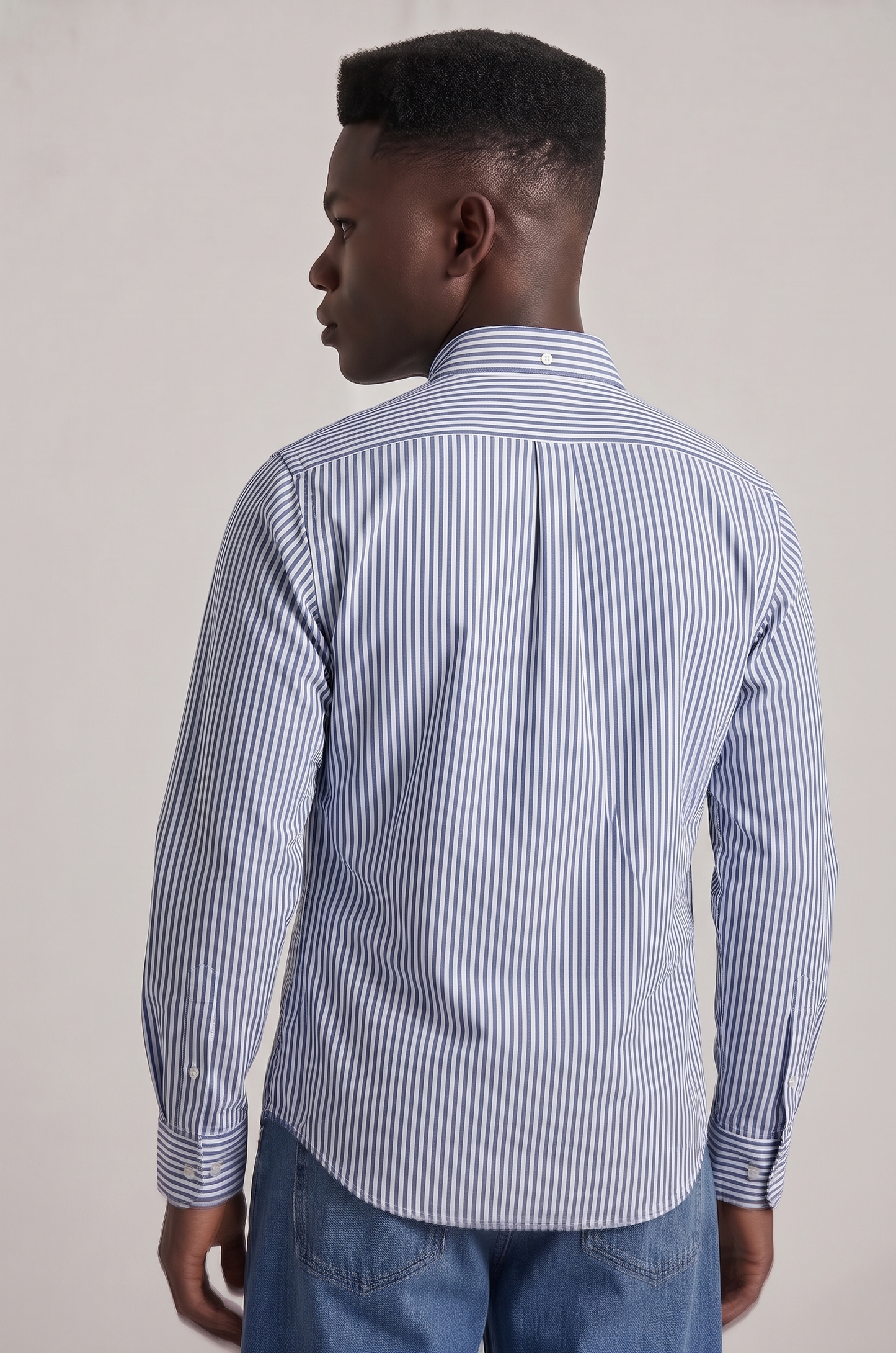 Cool Bee Super Premium Slim Fit Blue Deep Striped Oxford Shir for Men - Striped Premium Oxford Shirt India - Lifestyle View