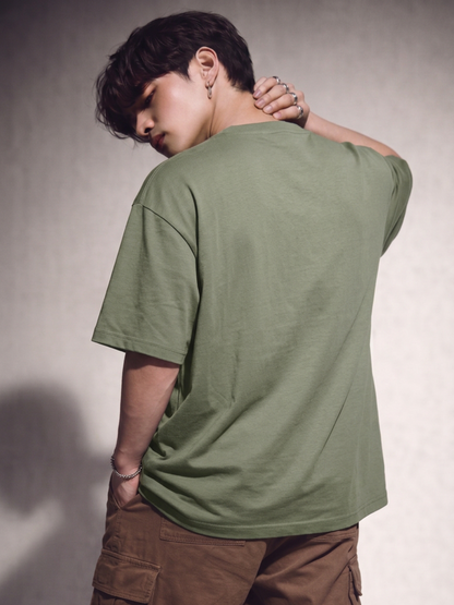 Cool Bee Structural Persona Tee Green for Men - Green Oversized Graphic Tee Streetwear India - Lifestyle View