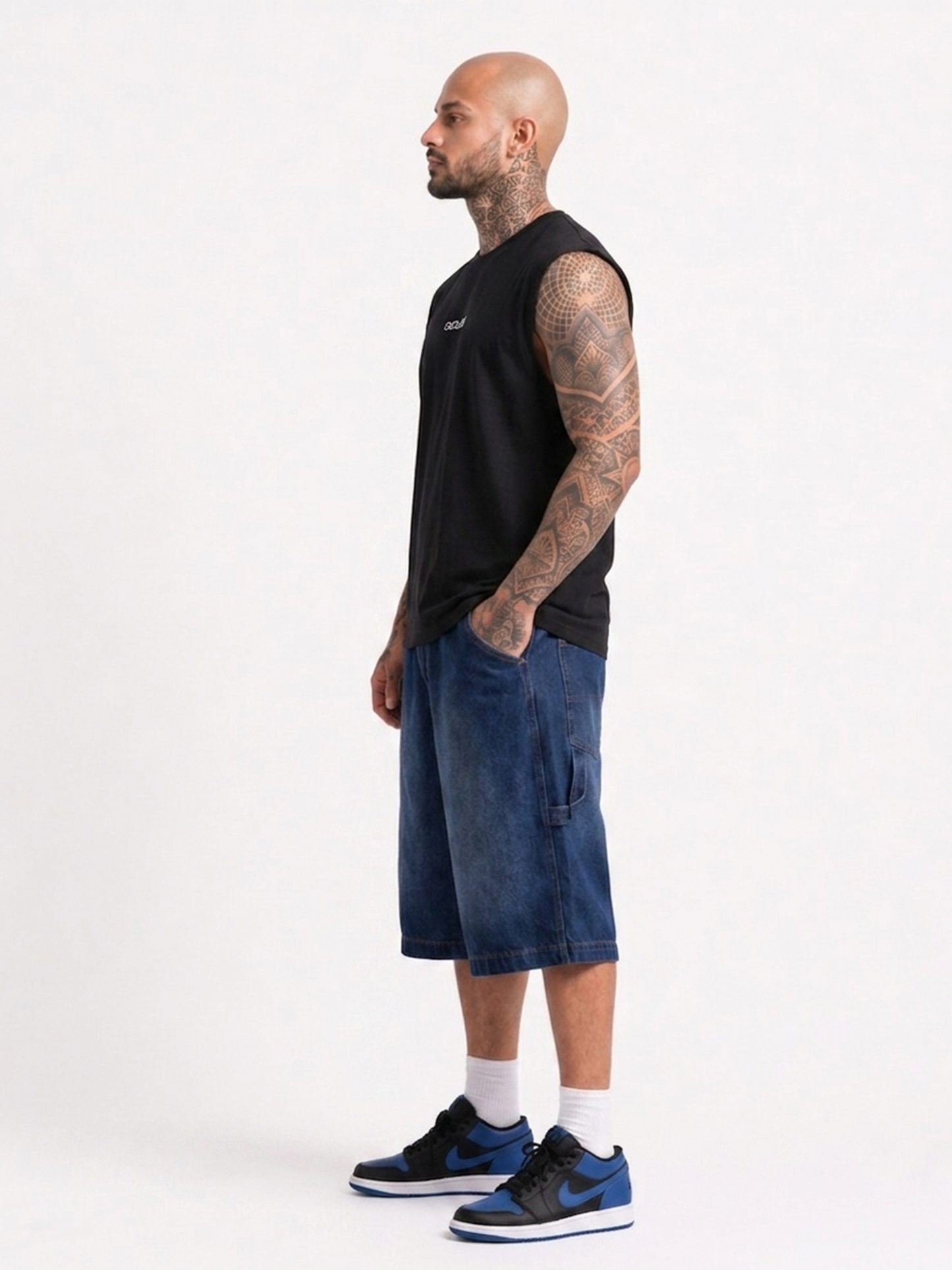 Cool Bee Men Tank Tees Black for Men - Black Tank Top Gym Casual India - Lifestyle View