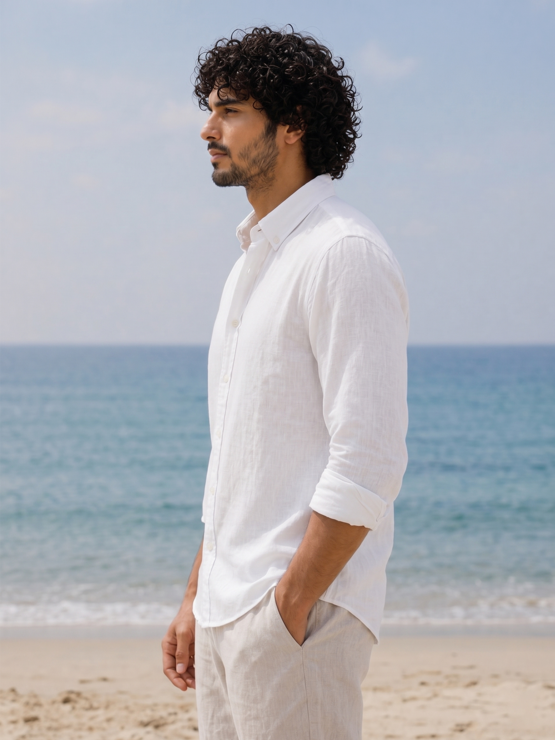 Cool Bee Linen Casual Shirt White for Men - White Linen Casual Shirt Breathable India - Lifestyle View