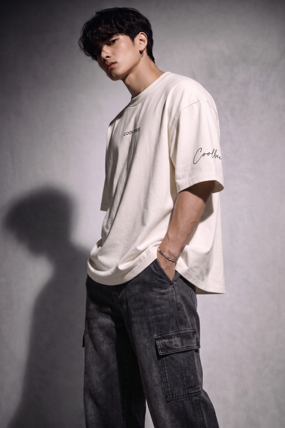 Cool Bee Orbital Drift Tee White for Men - White Oversized Graphic Tee Streetwear India - Lifestyle View