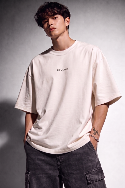 Cool Bee Orbital Drift Tee White for Men - White Oversized Graphic Tee Streetwear India - Back View