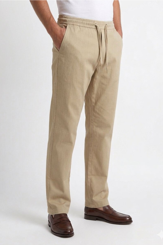 Cool Bee Linen Travel Pants Beige for Men - Beige Linen Travel Pants Lightweight India - Back View