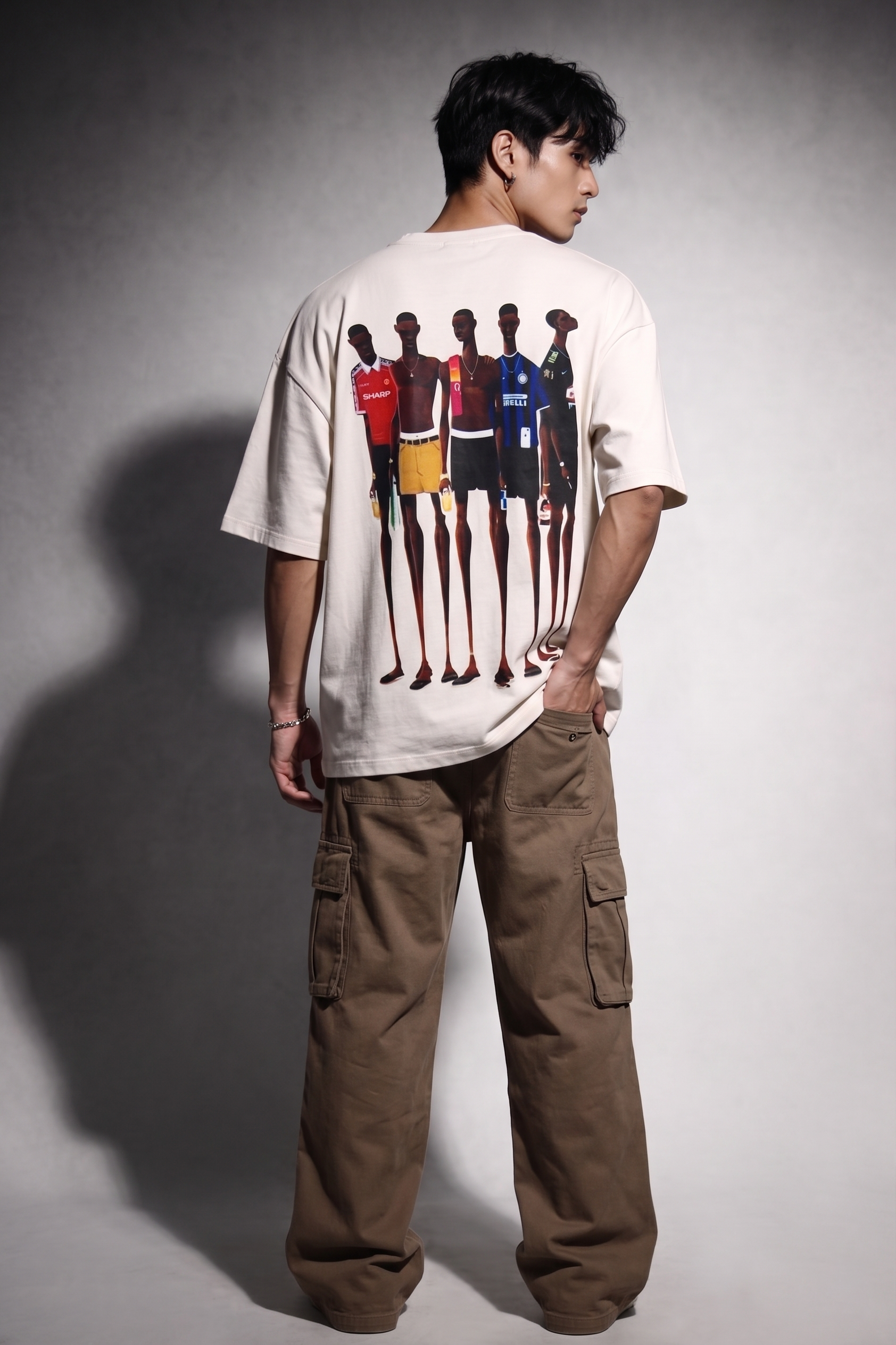 Cool Bee Matchday Abstract Tee White for Men - White Oversized Graphic Tee Streetwear India - Lifestyle View