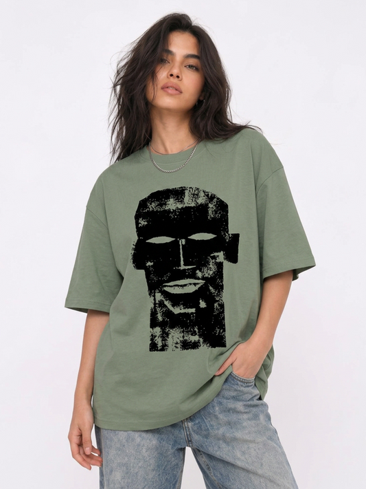 Cool Bee The Totem Tee Green for Women - Green Oversized Graphic Tee Streetwear India