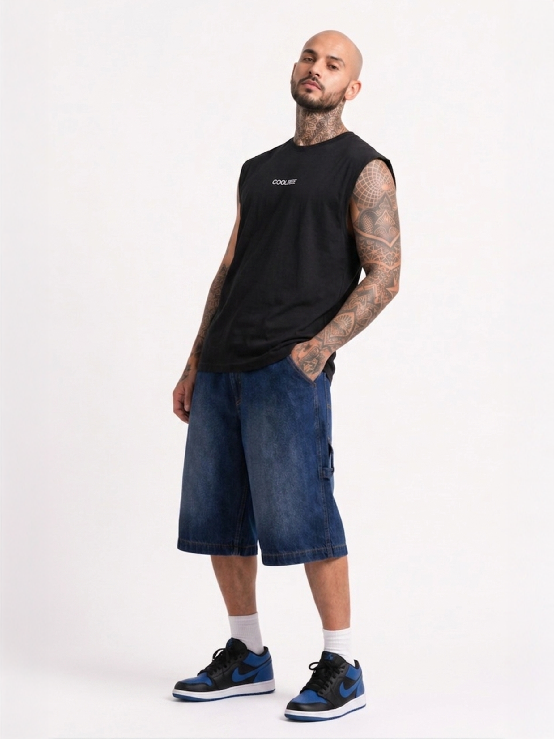 Cool Bee Men Tank Tees Black for Men - Black Tank Top Gym Casual India - Lifestyle View