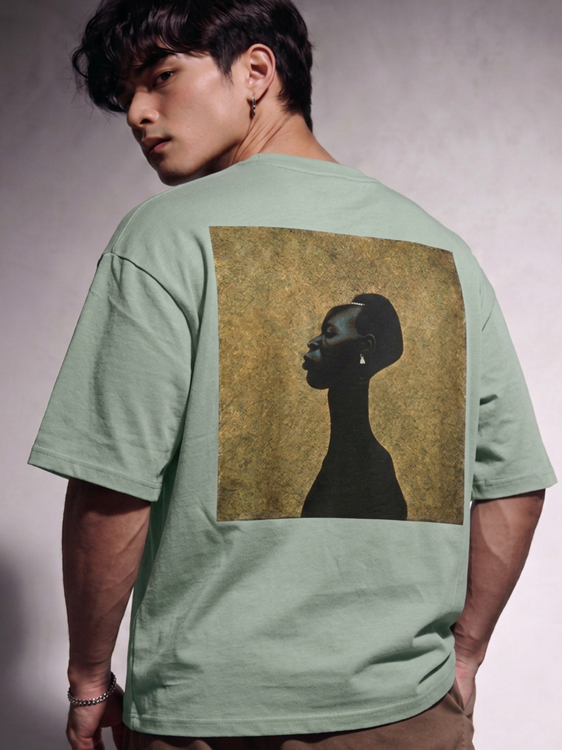 Cool Bee Silent Muse Tee Green for Men - Green Oversized Graphic Tee Streetwear India