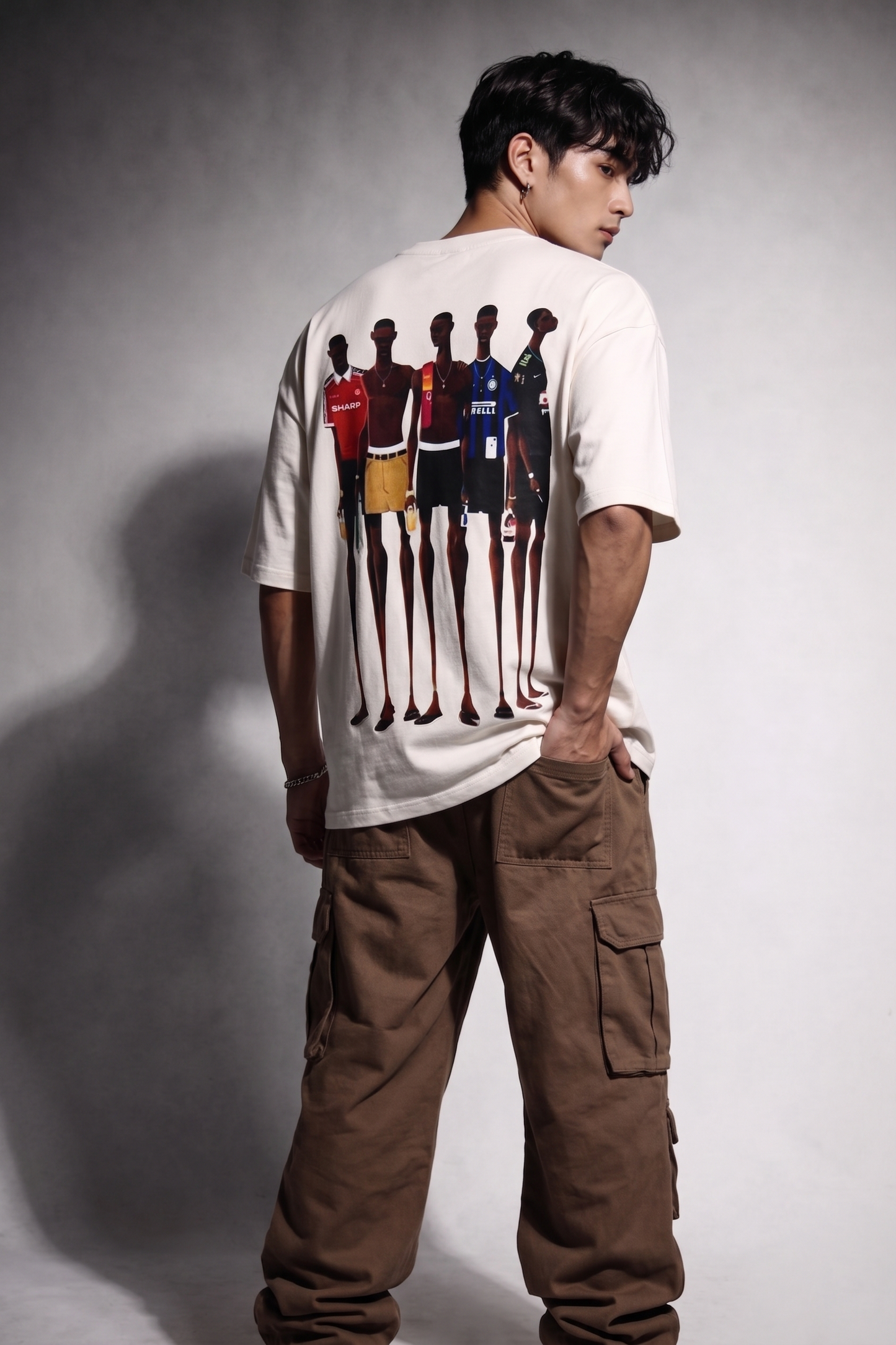Cool Bee Matchday Abstract Tee White for Men - White Oversized Graphic Tee Streetwear India - Lifestyle View
