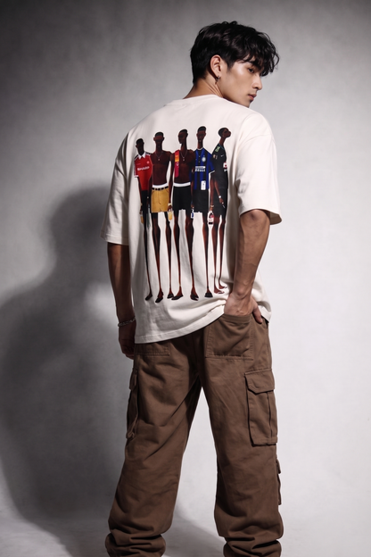 Cool Bee Matchday Abstract Tee White for Men - White Oversized Graphic Tee Streetwear India - Lifestyle View