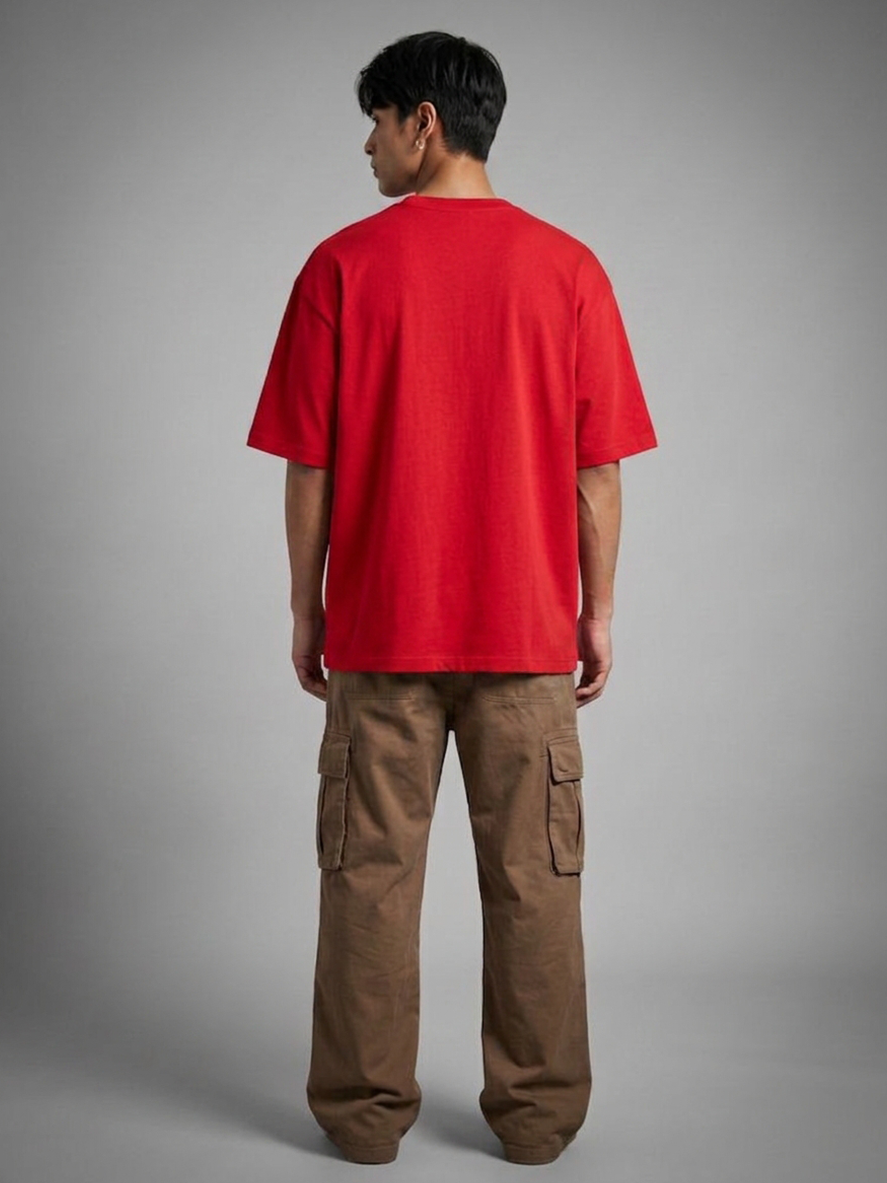 Cool Bee The Totem Tee Red for Men - Red Oversized Graphic Tee Streetwear India - Lifestyle View