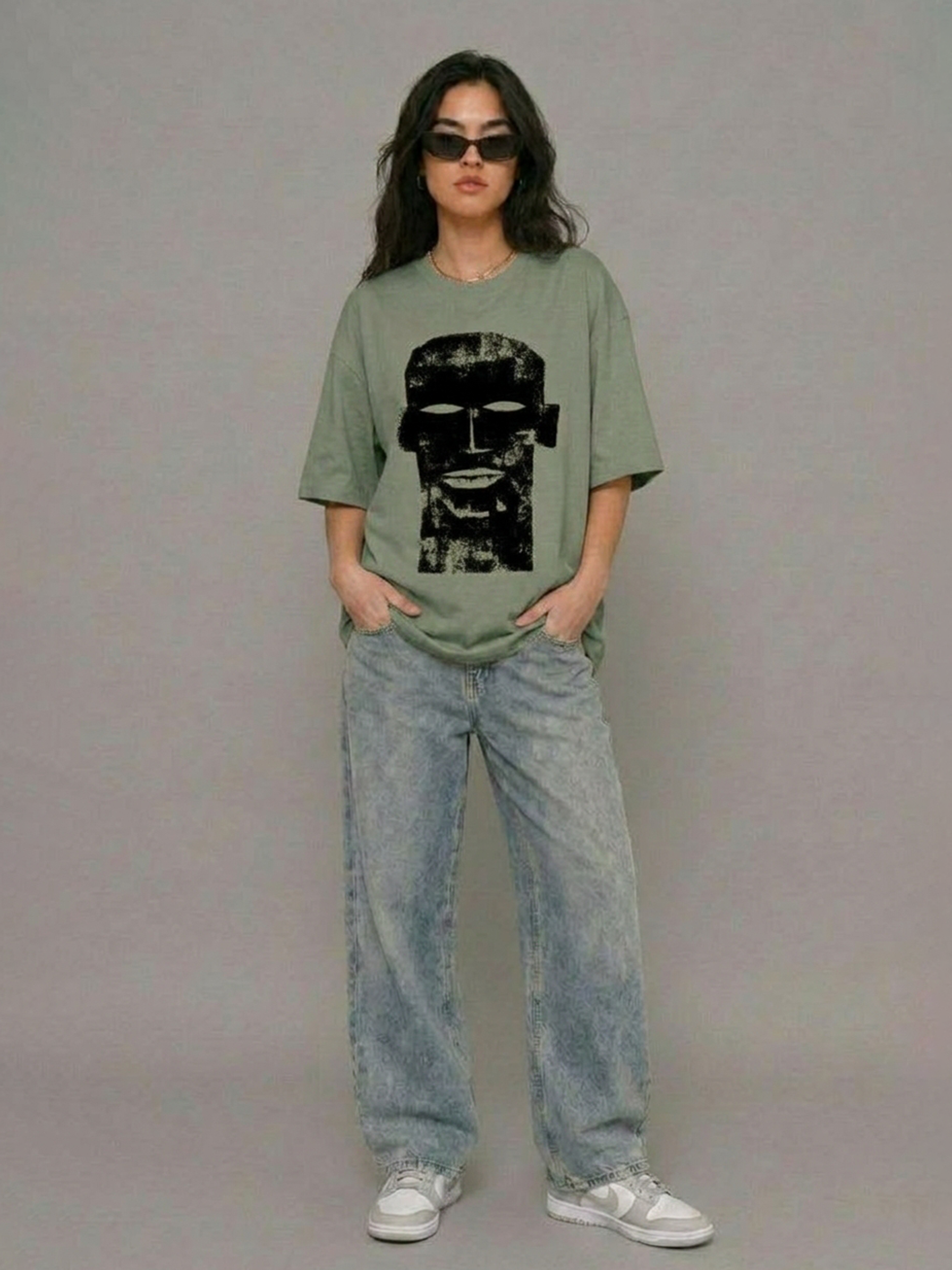 Cool Bee The Totem Tee Green for Women - Green Oversized Graphic Tee Streetwear India - Back View