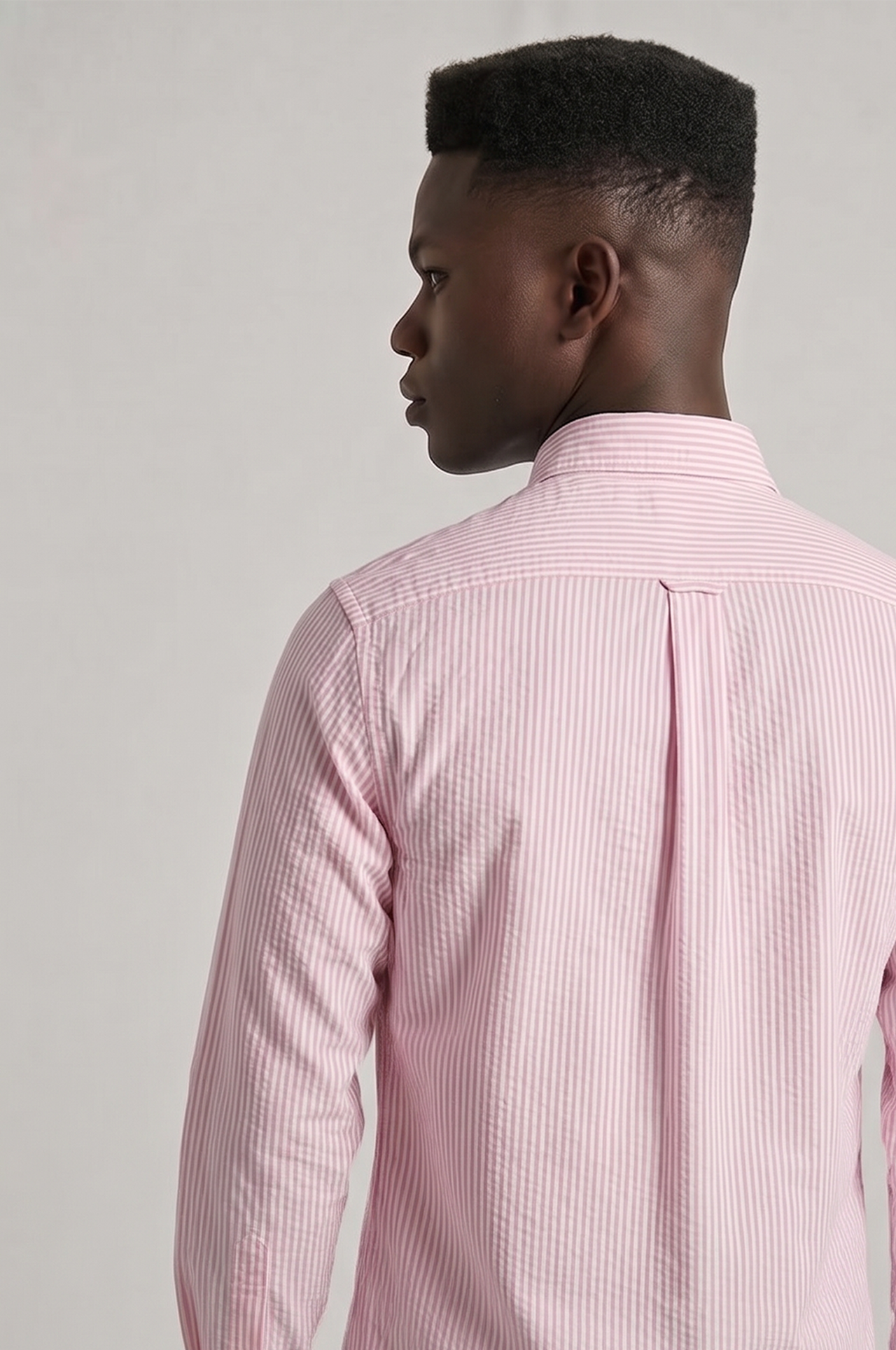 Cool Bee Super Premium Slim Fit Pink Striped Oxford Shirt for Men - Striped Premium Oxford Shirt India - Lifestyle View