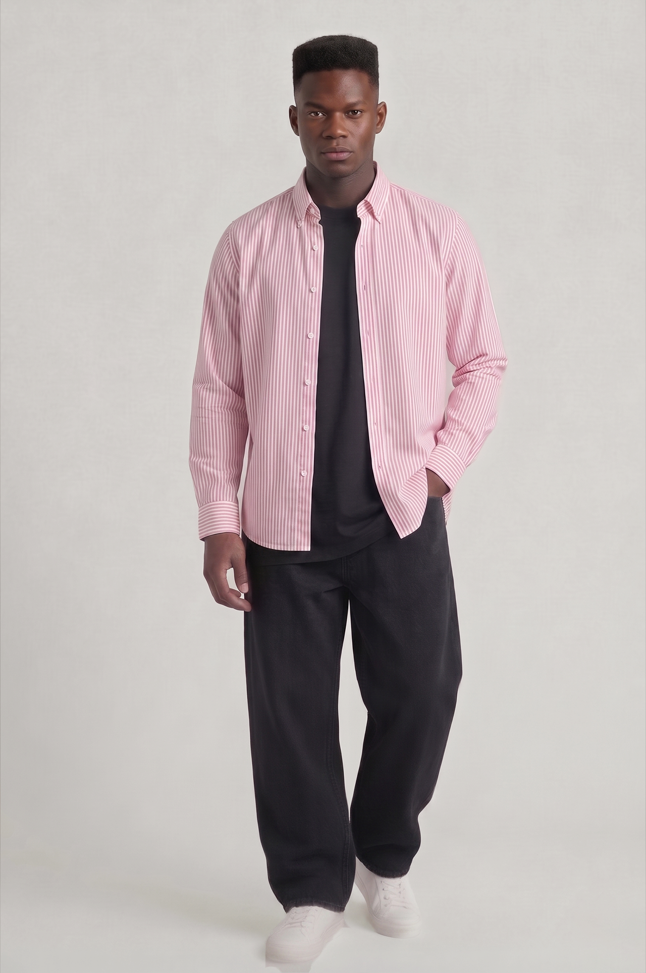 Cool Bee Super Premium Slim Fit Pink Striped Oxford Shirt for Men - Striped Premium Oxford Shirt India - Lifestyle View