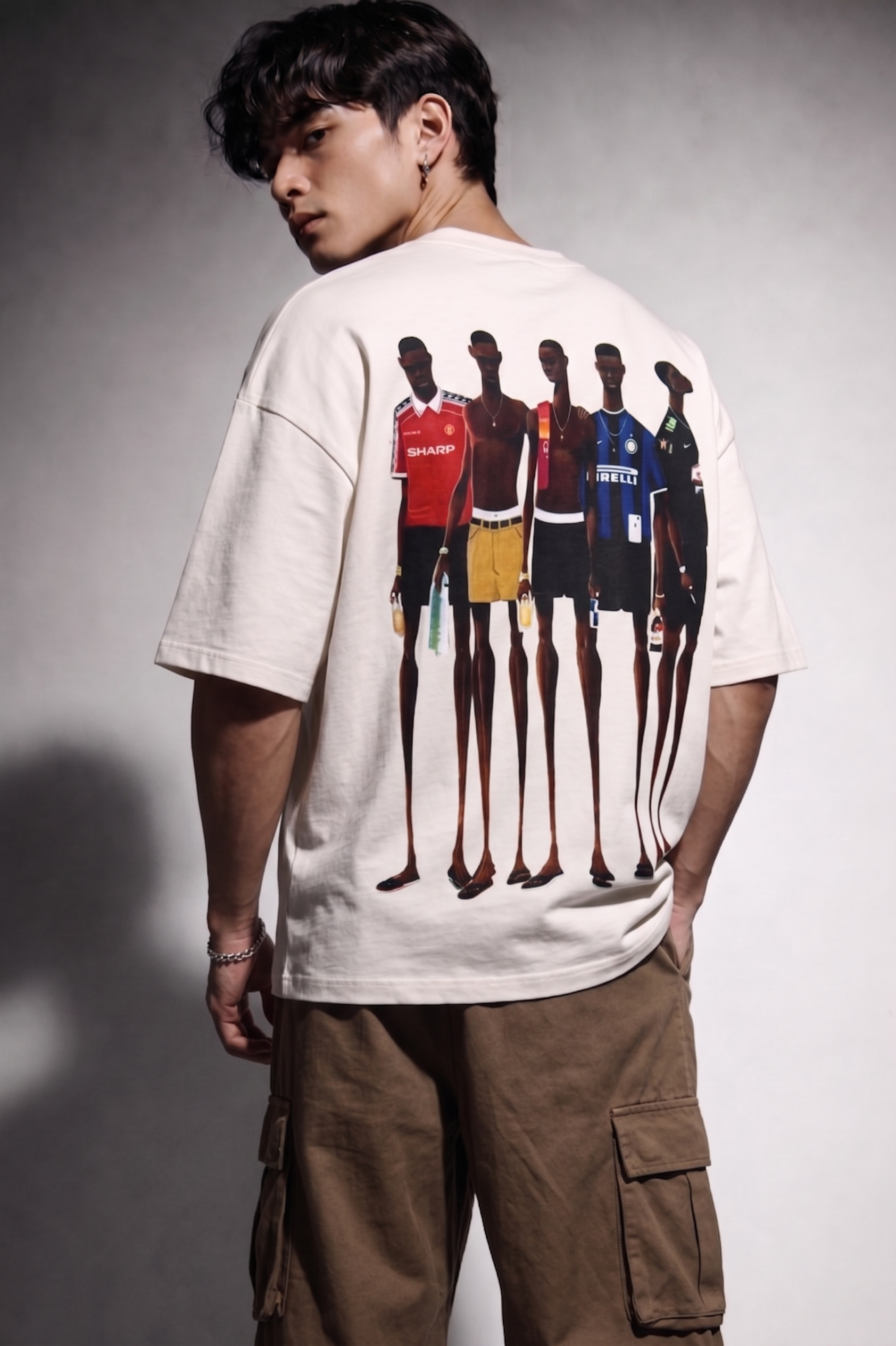 Cool Bee Matchday Abstract Tee White for Men - White Oversized Graphic Tee Streetwear India