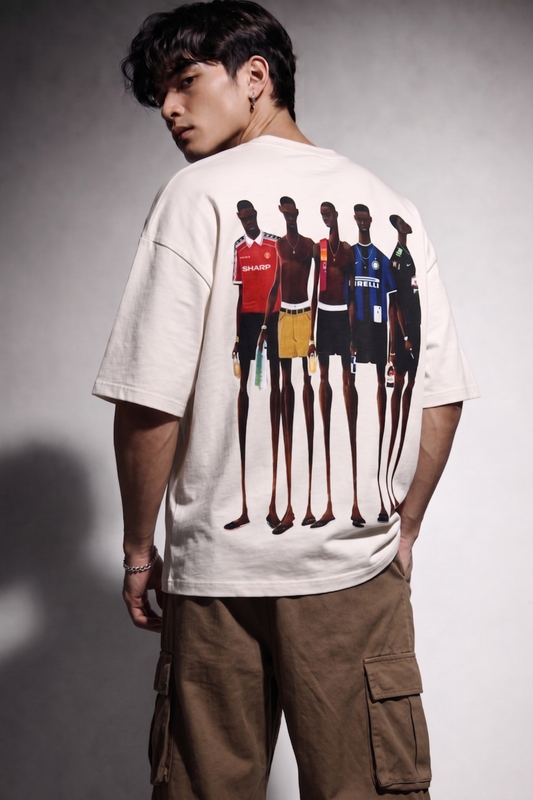 Cool Bee Matchday Abstract Tee White for Men - White Oversized Graphic Tee Streetwear India