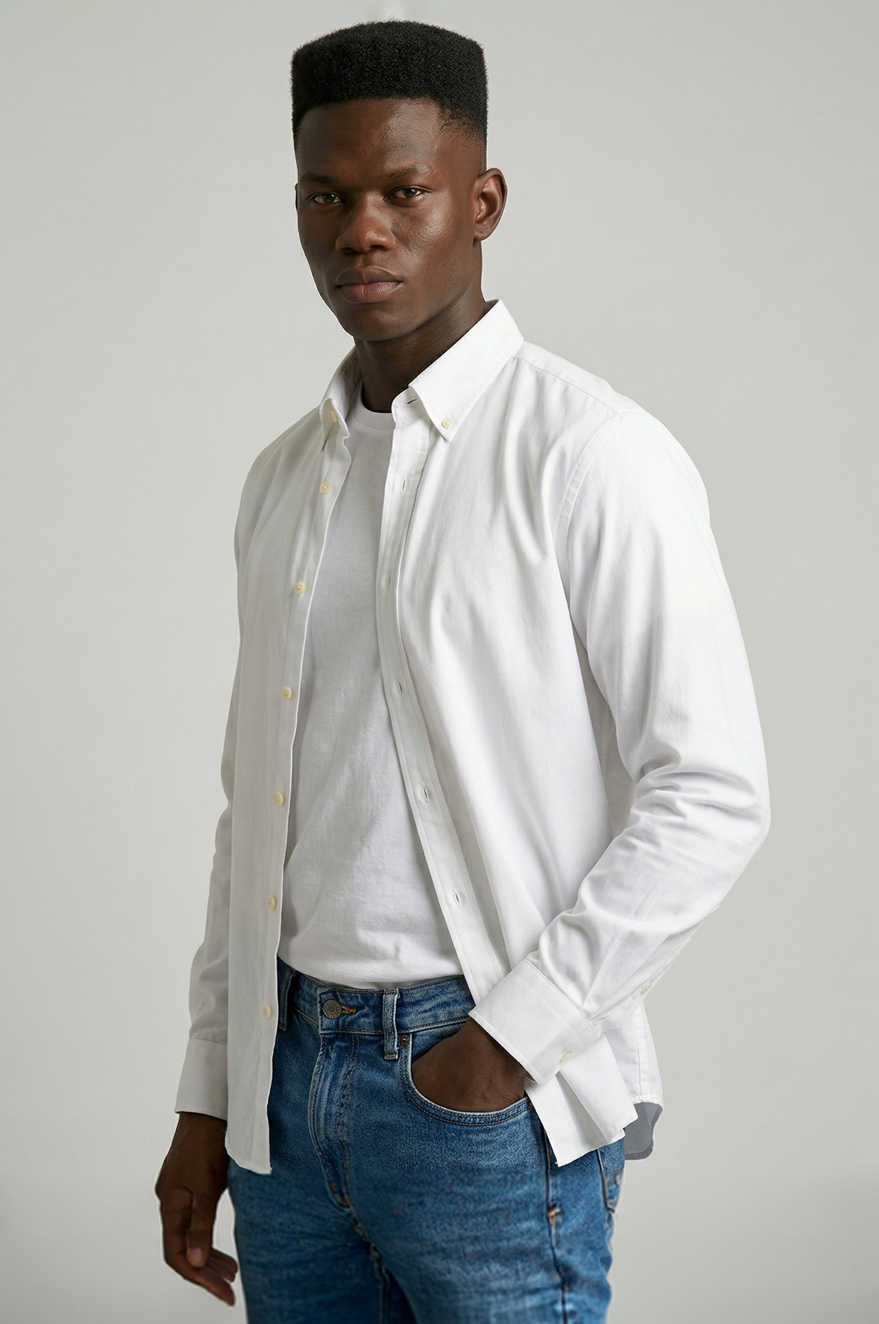 Cool Bee Premium Casual Oxford Shirt White for Men - White Premium Oxford Shirt India - Back View