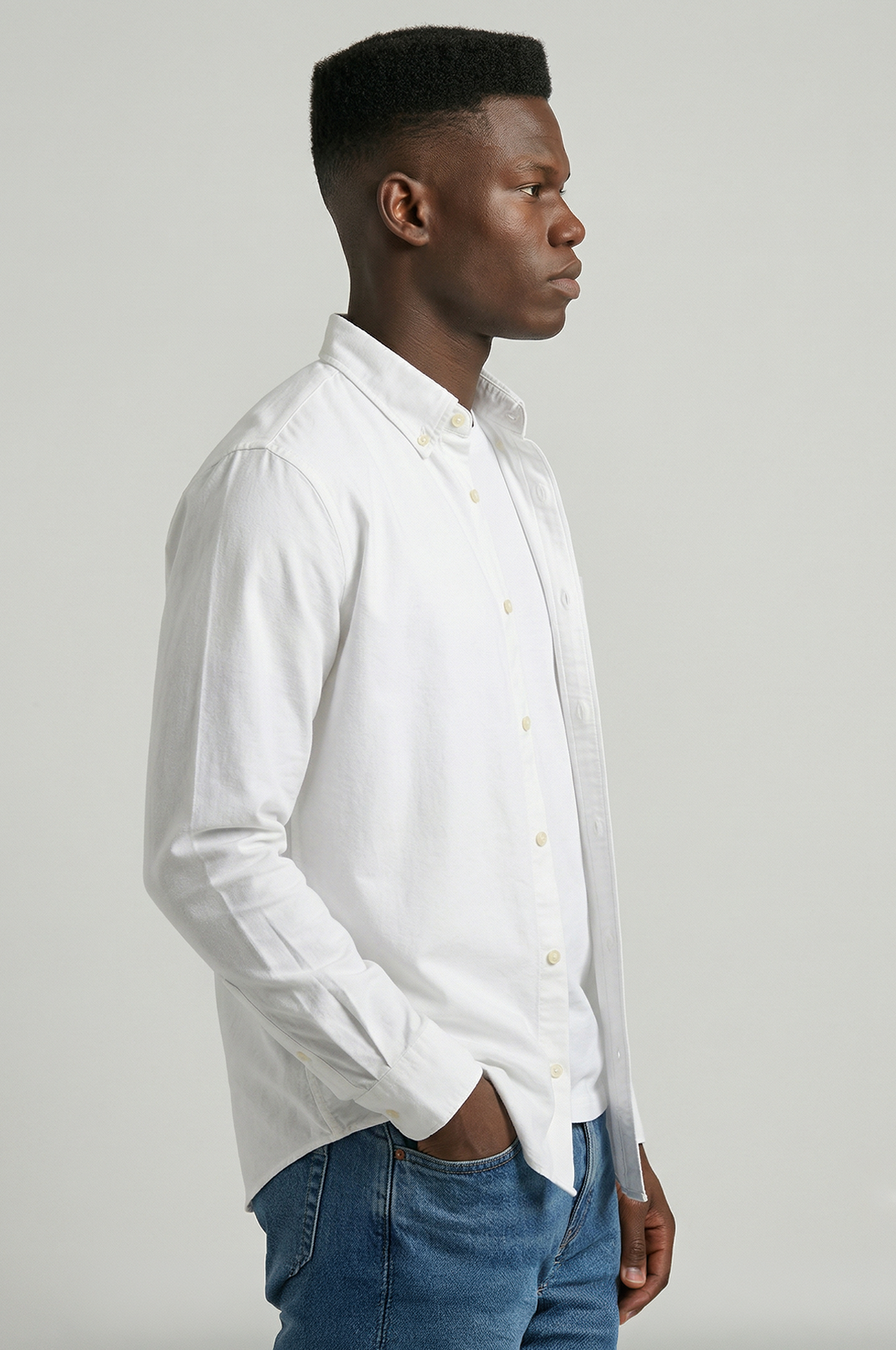 Cool Bee Premium Casual Oxford Shirt White for Men - White Premium Oxford Shirt India - Detail View